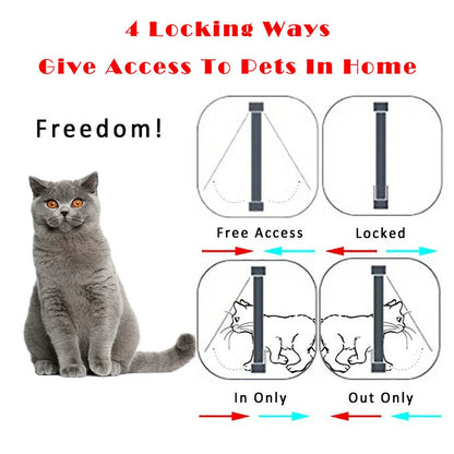 Puppy or Kitten Safety In&out Pet Door with 4 Way Security Lock Dog Cat Flap Door Cat Puppy Safety Gate Pet Doors and Sliding Door