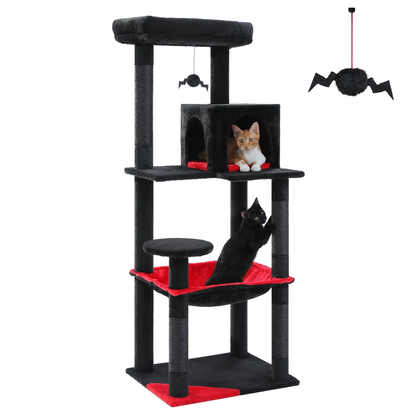 Cat Tree for Indoor Cats 5-Level Cat Tower for Large Cats with Large Hammock Sisal Covered Scratching Posts