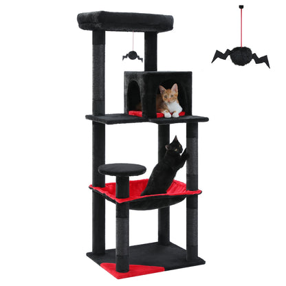 Cat Tree for Indoor Cats 5-Level Cat Tower for Large Cats with Large Hammock Sisal Covered Scratching Posts