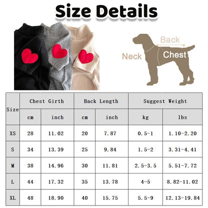 Winter Dog Shirt Heart-shaped Patch Embroidery Sweatshirt