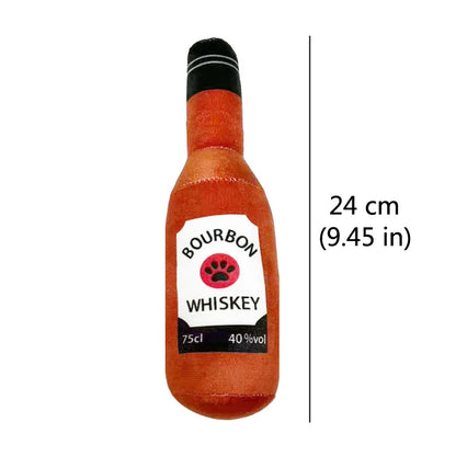 Funny Plush Dog Toys, Beer Bottle Shaped Small - Large Dogs, Squeak Sound, Clean Teeth Chew Toys