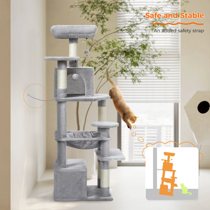 Large Cat Tree and Tower for Indoor Cats With Sisal-Covered Scratching Posts Spacious Hammock Padded Perches and Condos
