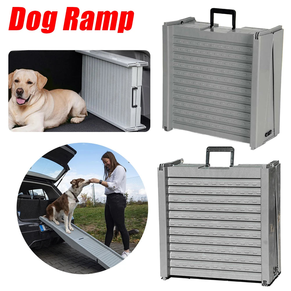 Folding Portable Pet Stair Ramp Non-Slip Rug Surface Dog SUV & Truck Ramp 59x15.8 Inch
