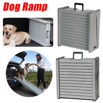 Folding Portable Pet Stair Ramp Non-Slip Rug Surface Dog SUV & Truck Ramp 59x15.8 Inch