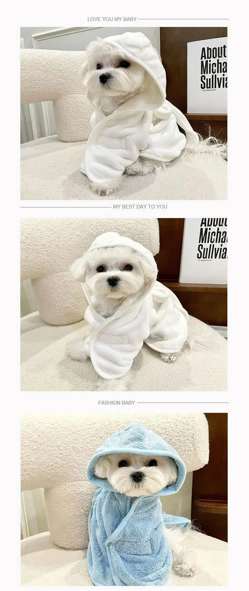 Pet Dog or Cat Towels Bathrobes With Cap Soft Drying Bath Pet For Cat Hoodies Puppy