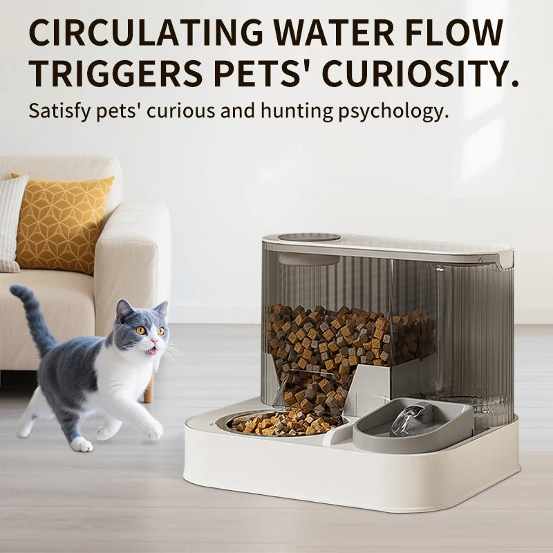 Cat Automatic Feeder with Pet Bowl, Water Dispenser Pet Food Feeder Fully Automatic