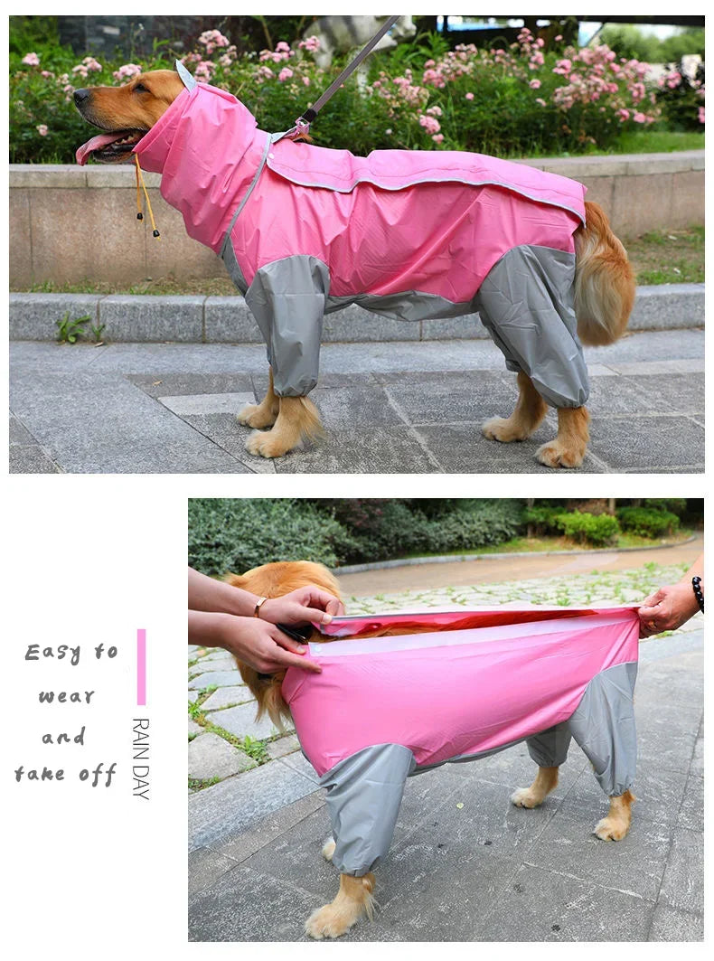 Medium - Large Dog Raincoat, Waterproof, Four Corner Hooded Jacket Poncho