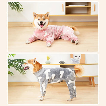 Warm Fleece Puppy Dog Pajamas Pet Overalls Costumes For Small - Large Dogs
