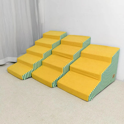Dog Damp Step 3/4/5 Steps High-Density Foam Dog Stairs with Gentle Slope for High Beds and Sofa, Washable Cover, Vibrant Color