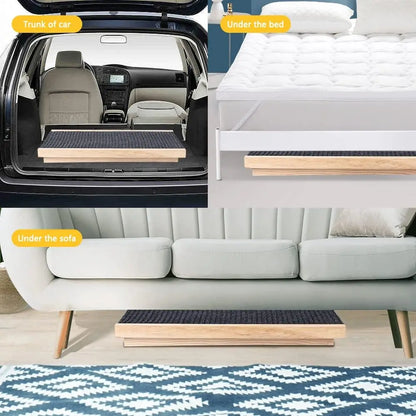 Wooden Pet Dog Safety Ramp Ladder Lightweight Folding Portable Anti-skid Adjustable 2 Height Climbing Ladder for Dogs and Cats