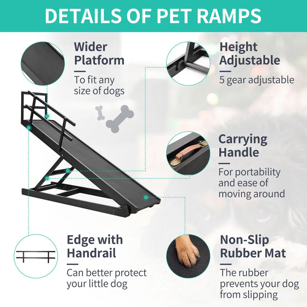 Dog Ramp For Bed Car Couch Truck Folding Pet Ramp Stairs Suit Small & Large Dog