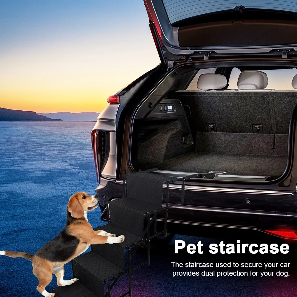 5 Steps Dog Car Ramp for Large Dog Support Up 150 Lbs Foldable Portable Dog Steps