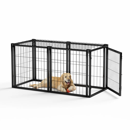 Dog Kennel for Small & Medium Dogs, with Top, Black, 47.2"L x 22"W x 24"H.