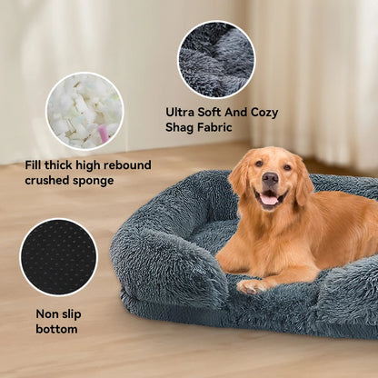 Thickened orthopedic dog bed for large dogs - egg sponge, easy to remove and wash plush cover
