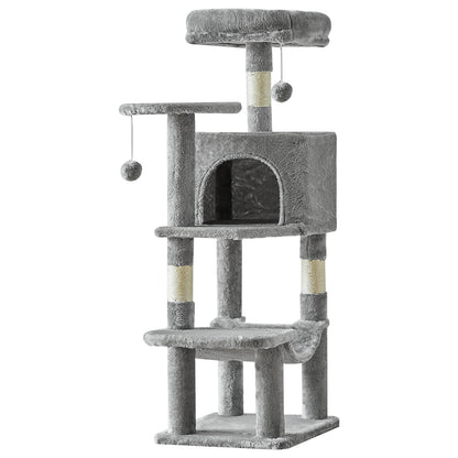 44In Stable Cat Tree Tall Multi-Cat Climbing Tower for Pet Furniture Natural Sisal Scratching Posts
