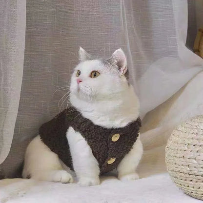 Cat clothes, warm lamb wool vest, autumn and winter pet winter clothes
