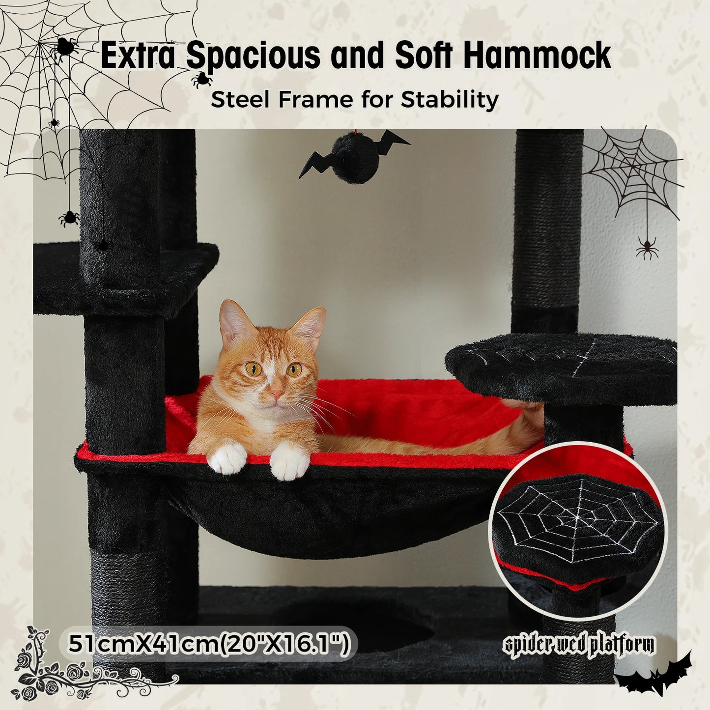 Large Cat Tree and Tower for Indoor Cats With Sisal-Covered Scratching Posts Spacious Hammock Padded Perches and Condos
