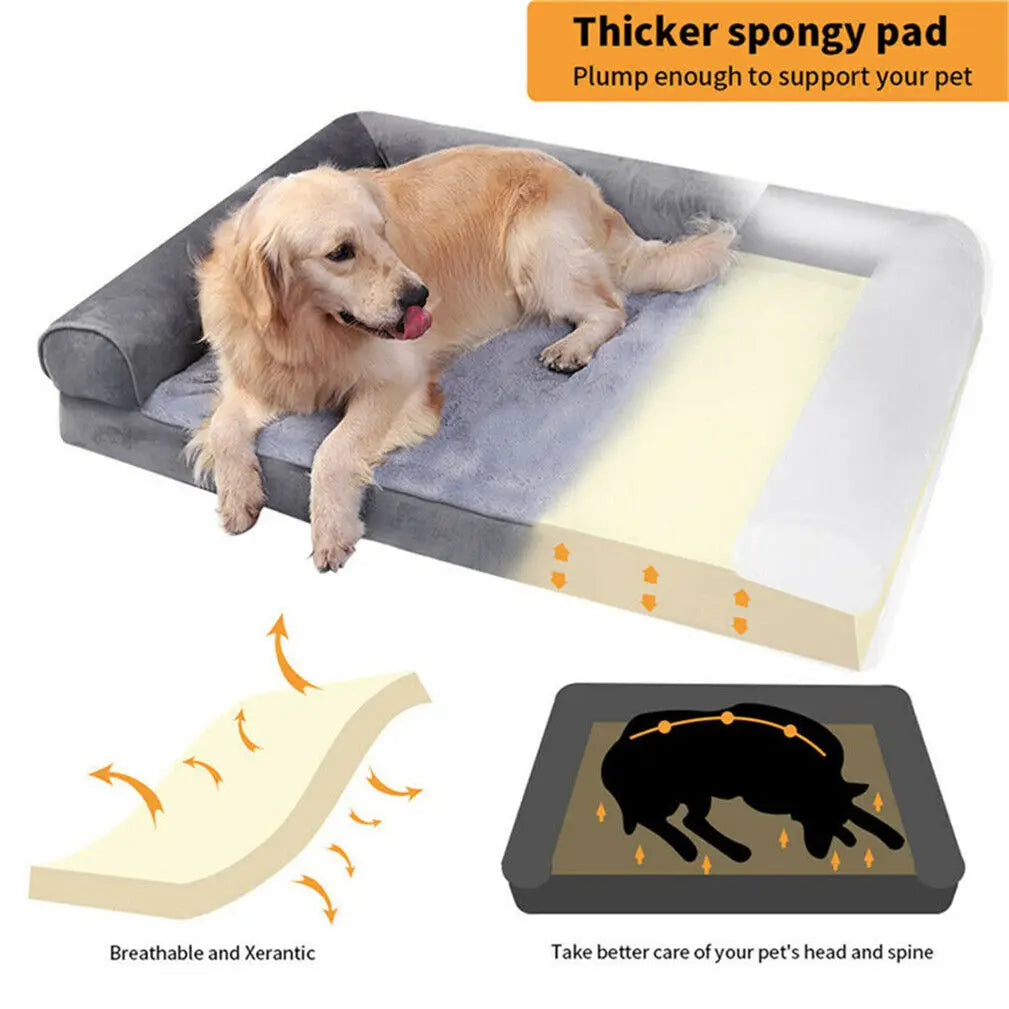 Large Dog Bed, Extra Large Orthopedic Pet Mattress Couch, Removable Washable Cover Soft Sponge Foam