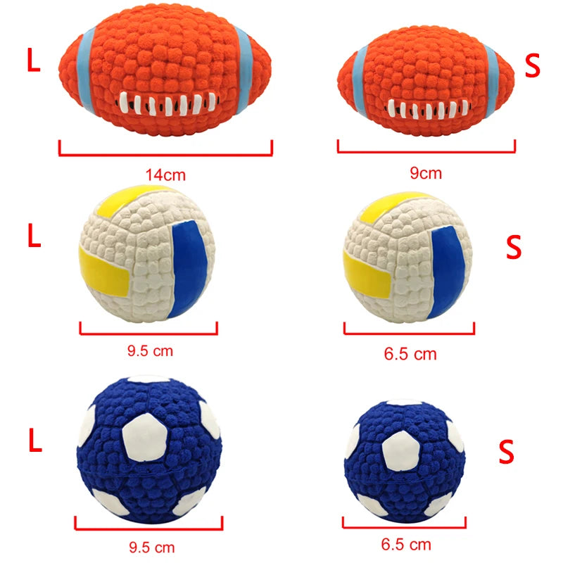Soft Pet Ball Squeaky Toys For Small - Large Dogs, Latex, Tooth Cleaning Training Toys