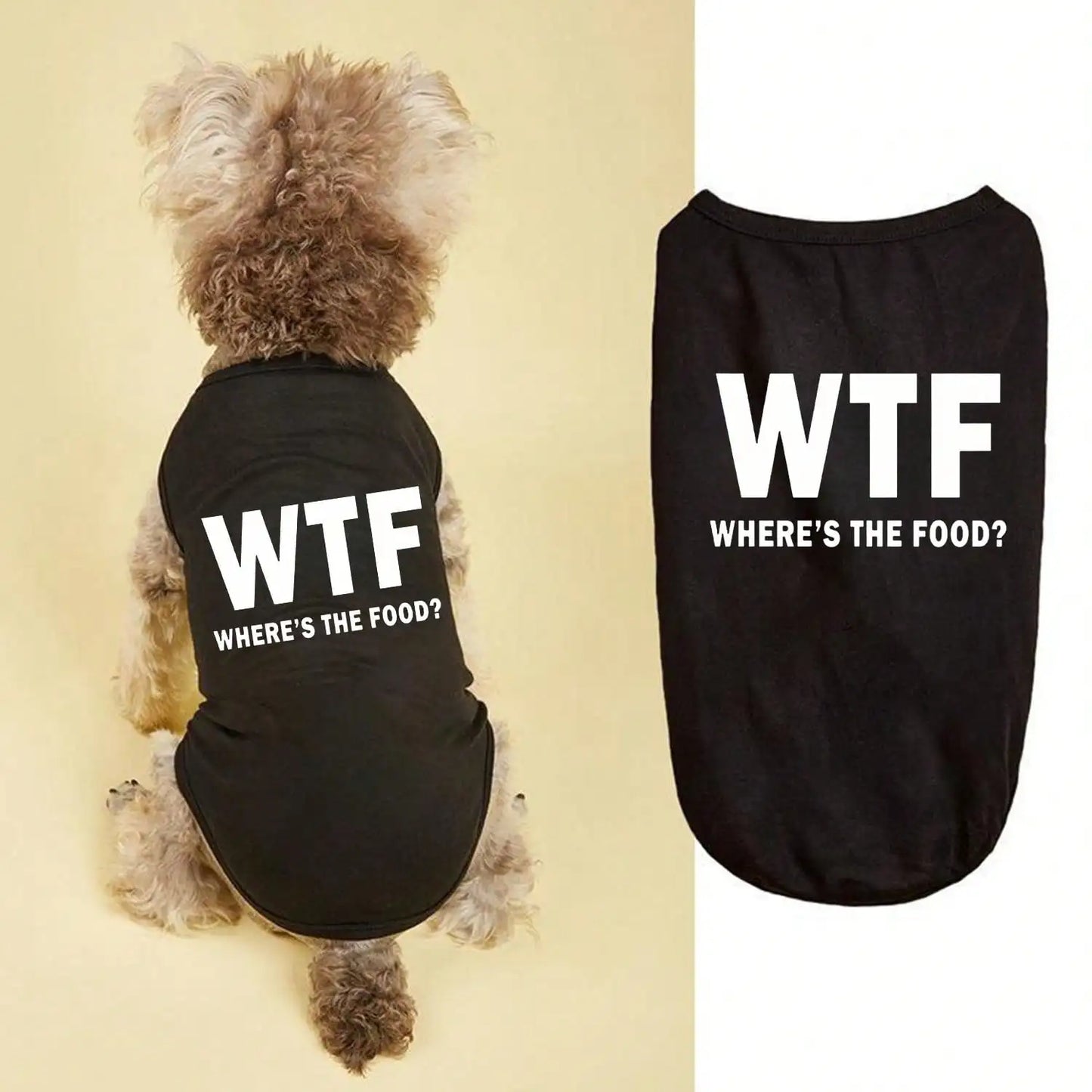 1pc Letter Print Dog Vest Tank Top, Featuring A Playful 'Where's The Food' Back Print