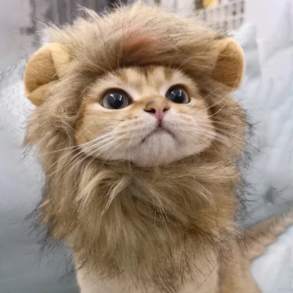 Cat Hairpiece Humorous Lion Mane Headgear for Small Dogs and Cats, Adjustable