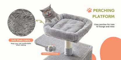 Cat Tree Tower 66 Inch Large Multi Level Cat Climbing Tower with Condo Natural Sisal Scratching Posts