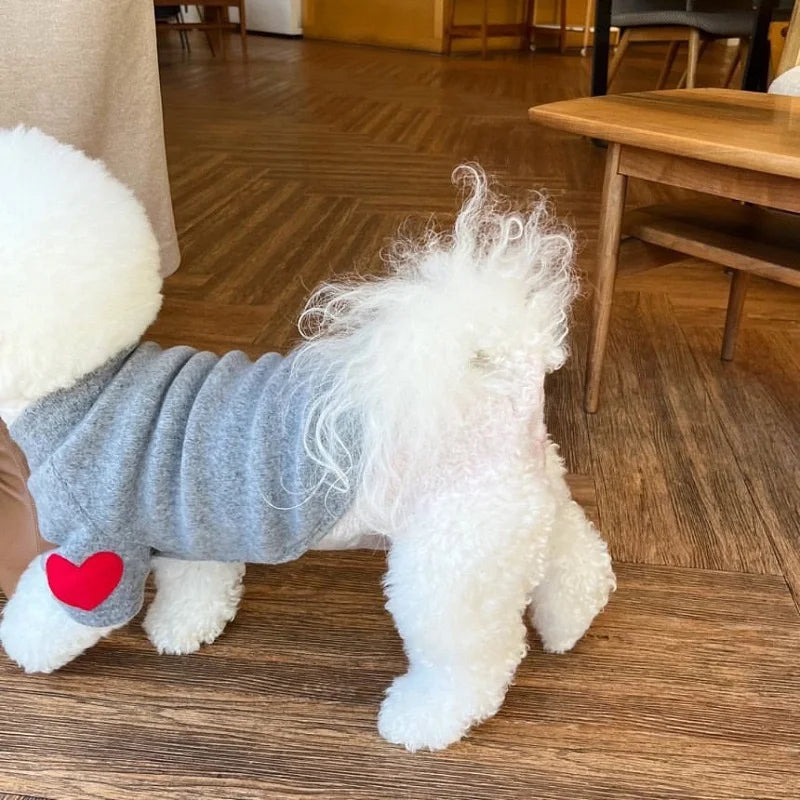 Winter Dog Shirt Heart-shaped Patch Embroidery Sweatshirt