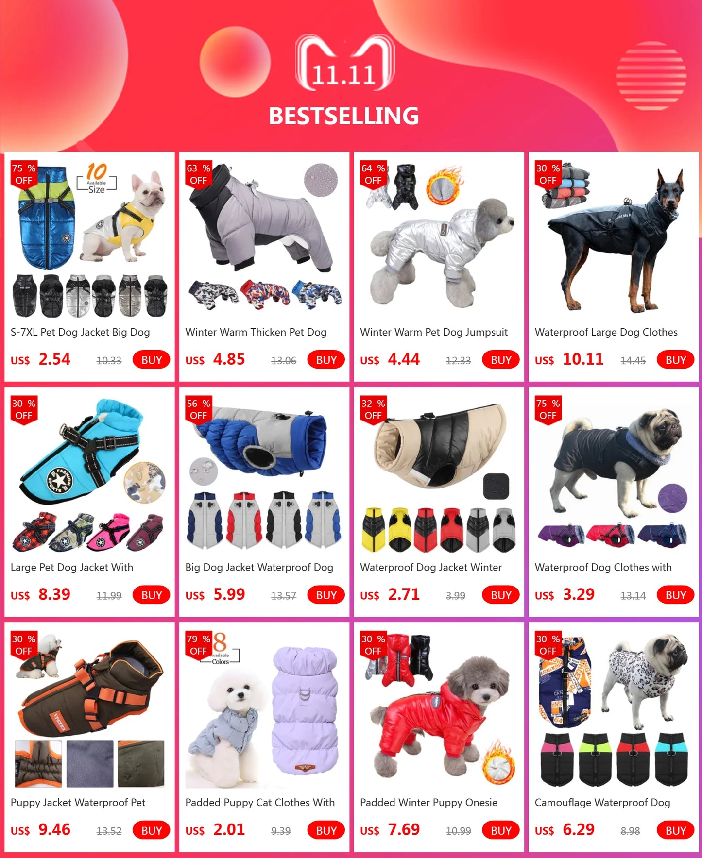 Winter Warm Pet Dog Jumpsuit Waterproof Dog Clothes for Small Dogs, Cats