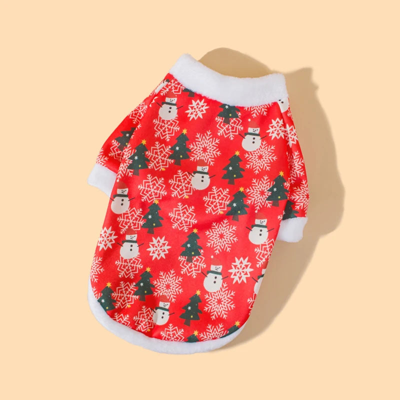 Autumn and winter Christmas pet clothes, comfortable cartoon printed pet cat and dog clothes