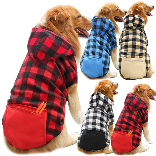 Dog Winter Coat, Pet Jacket Plaid Reversible  for Small, Medium or Large Dogs