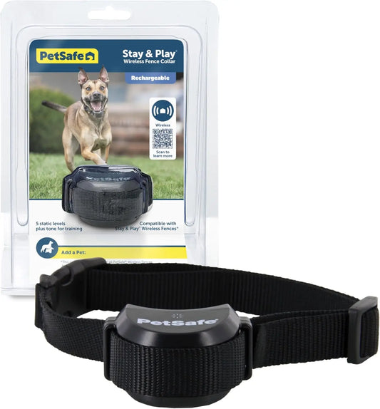 Wireless Pet Fence System, Rechargeable Waterproof Collar for Dogs, Compatible with Invisible Fences (Black)