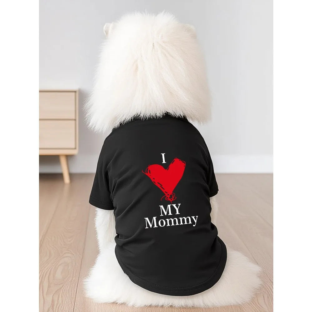 Letter pattern pet T-shirt, daily sportswear, suitable for cats and dogs to wear indoors for leisure walks and vacations
