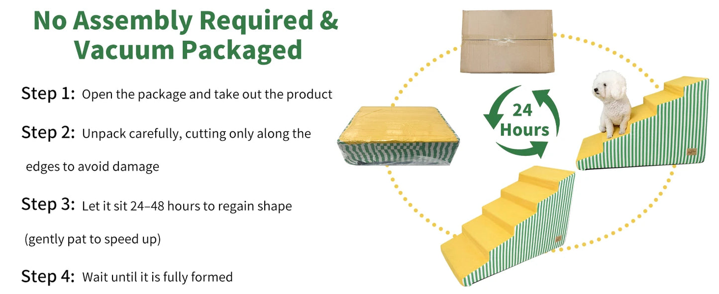 Dog Damp Step 3/4/5 Steps High-Density Foam Dog Stairs with Gentle Slope for High Beds and Sofa, Washable Cover, Vibrant Color