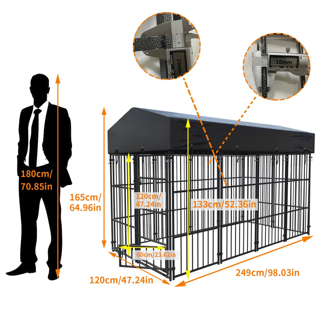 Heavy Duty Kennel, Welded Metal Playpen 64.9”, Large Animal Cage for Outdoor And Indoor Use