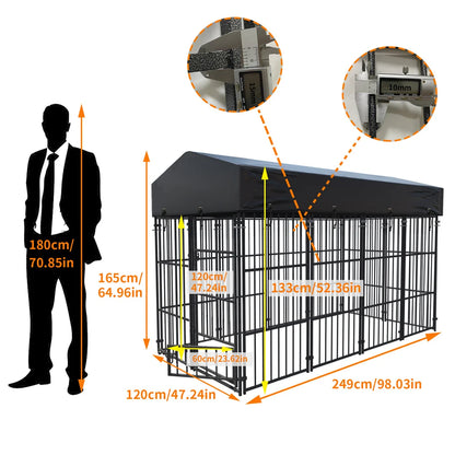 Heavy Duty Kennel, Welded Metal Playpen 64.9”, Large Animal Cage for Outdoor And Indoor Use
